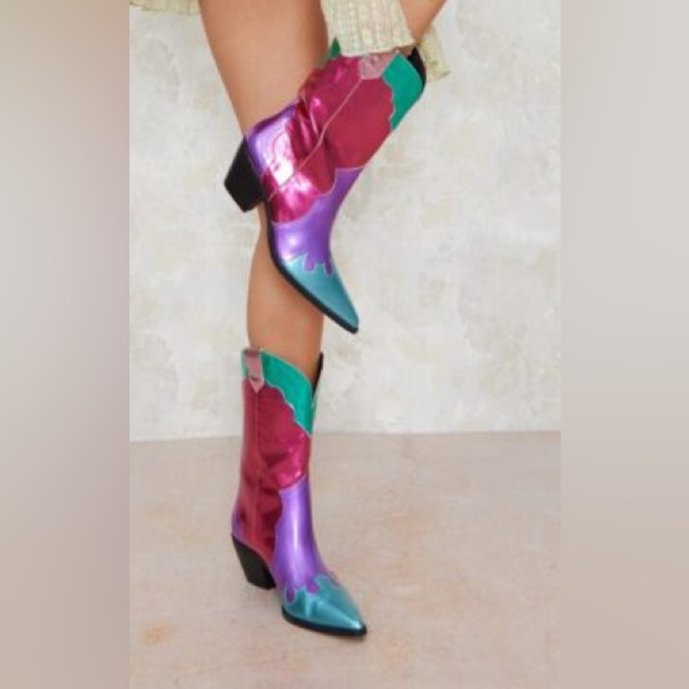 Colorful metallic cowboy boots